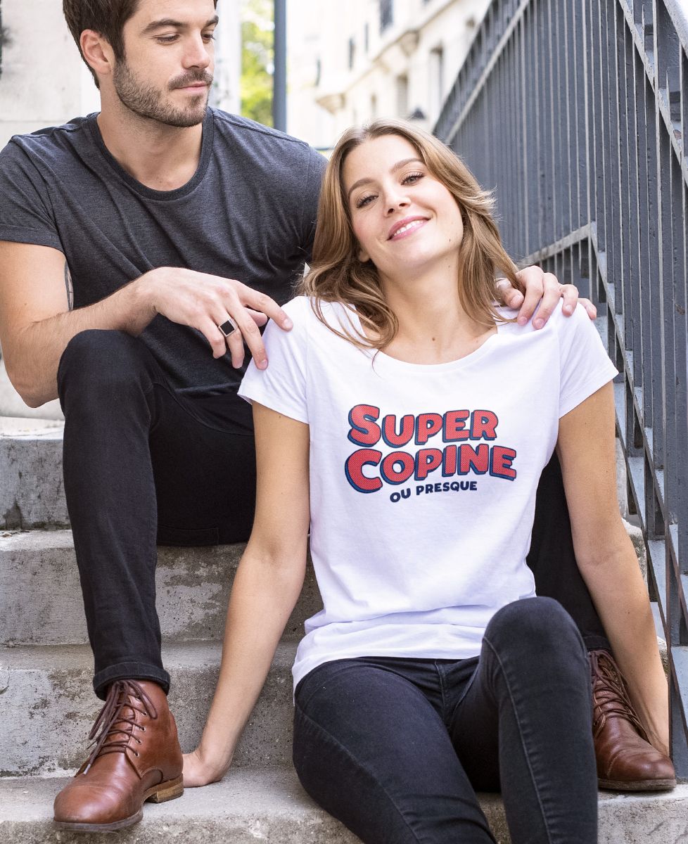 T-shirt femme Super copine - Cadeaux Couple, EVJF