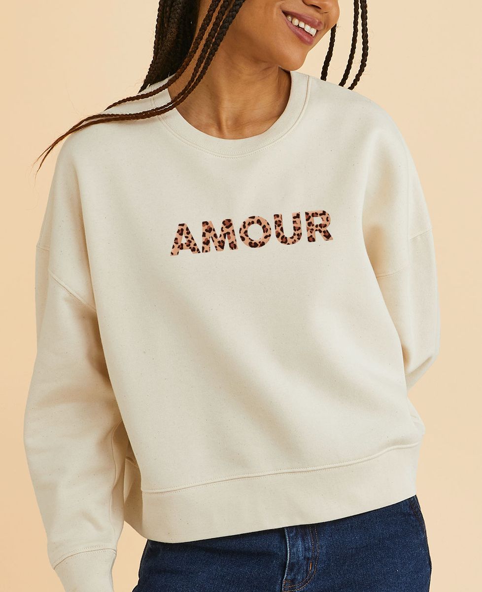 Sweatshirt femme Amour léopard - Cadeaux Maman, Cadeaux Couple