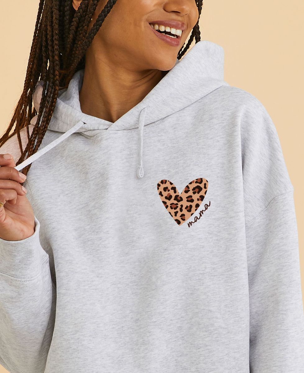 Hoodie femme Coeur Mama léopard - Cadeaux Maman