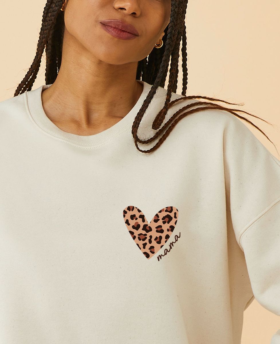 Sweatshirt femme Coeur Mama léopard - Cadeaux Maman