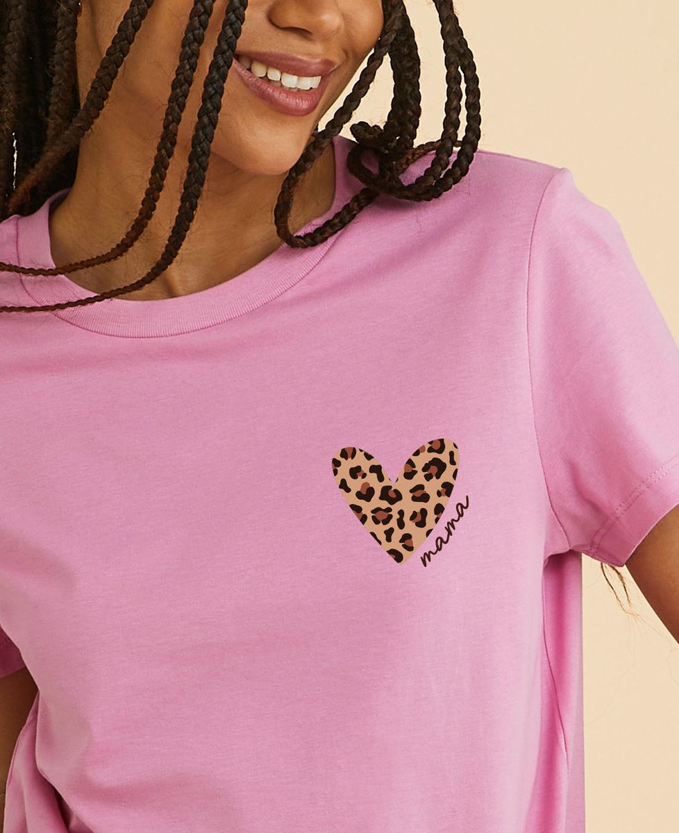 T-shirt femme Coeur Mama léopard - Cadeaux Maman