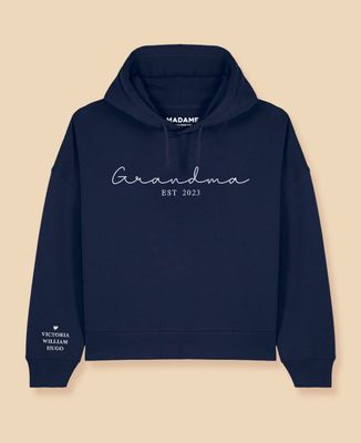 Women's Hoodie Grandma personalized embroidered date and first name - Grandma's gifts