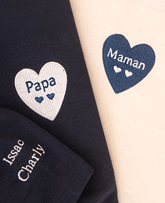 Sweatshirt homme Papa, un coeur par enfant et prénoms brodés sur la manche