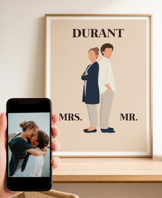 Illustriertes Duo Rücken an Rücken aus Ihrem Foto
