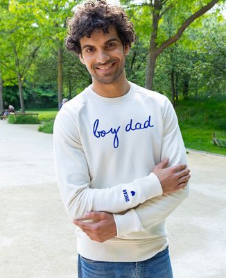 Men's sweatshirt Boy dad and first names on velvet sleeve - Gifts for Dad