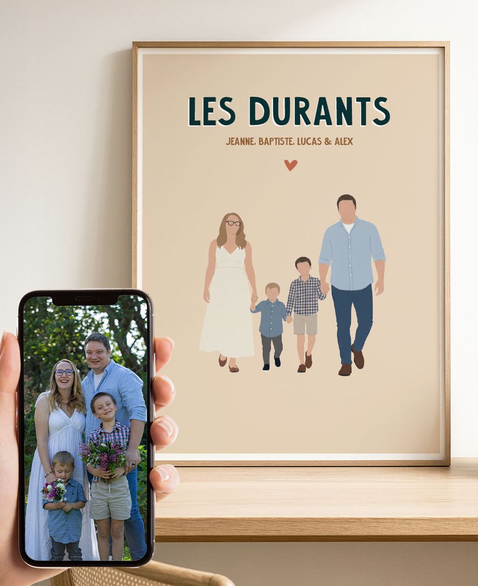 Affiche Famille se tenant par la main depuis photo | Monsieur TSHIRT