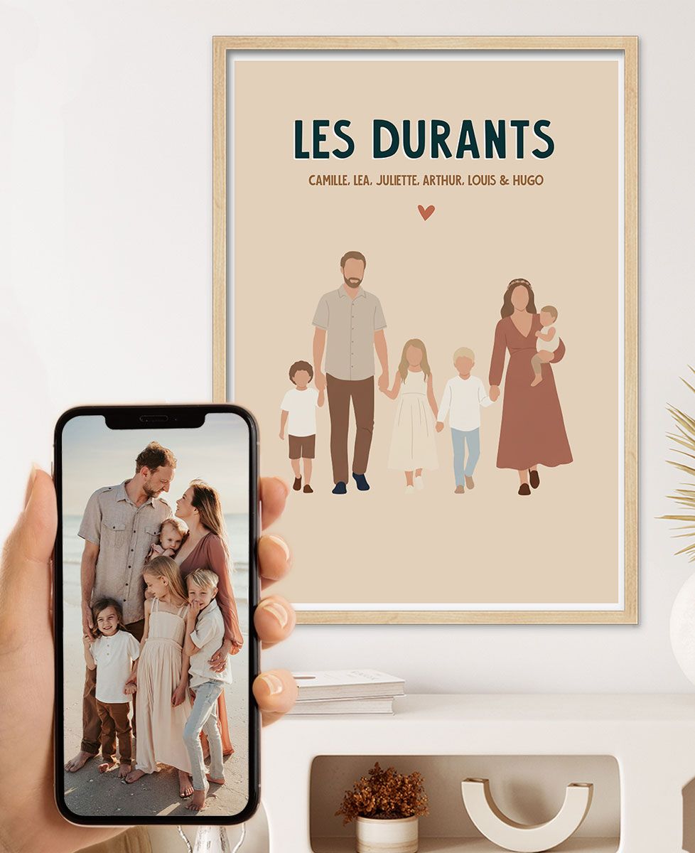 Affiche Famille se tenant par la main depuis photo | Monsieur TSHIRT