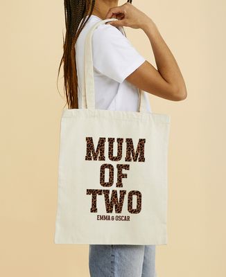 Tote bag Mum of number of children leopard - Gifts for Dad, Mom's gifts, Mom/Dad-to-be