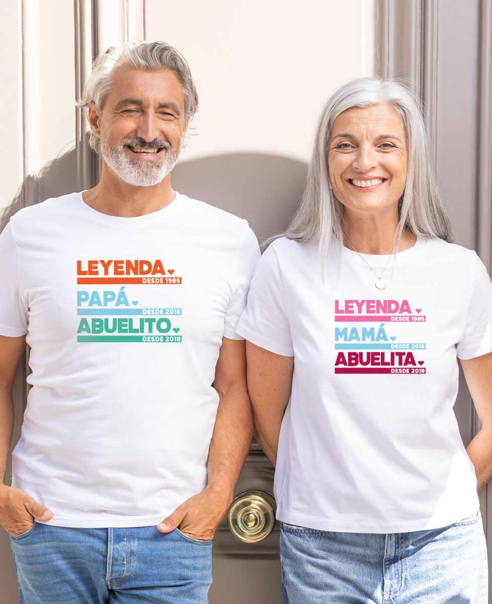 Caja Camiseta dúo Légende Papa Mamie / Légende Mama Mamie