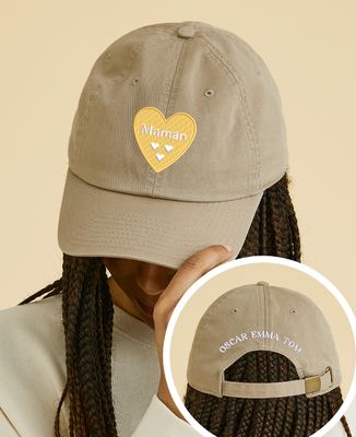 Casquette Maman, un coeur par enfant et prénoms des enfants brodés - Cadeaux Maman