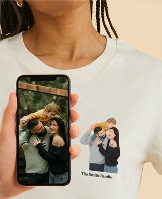 Women's T-Shirt Minimalist illustrated portrait from your photo - Bachelor/Bachelorette party & Wedding