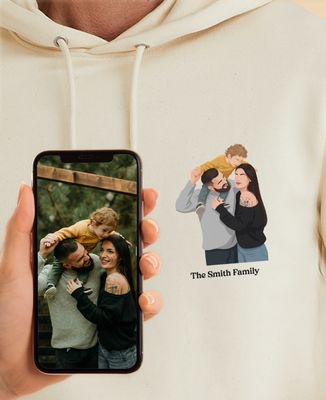 Men's hoodie Minimalist illustrated portrait from your photo - Bachelor/Bachelorette party & Wedding