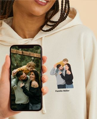 Hoodie Frauen Minimalistisches illustriertes Porträt von Ihrem Foto aus - JGA & Hochzeit