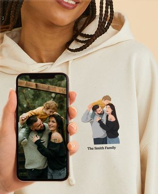 Women's Hoodie Minimalist illustrated portrait from your photo - Bachelor/Bachelorette party & Wedding