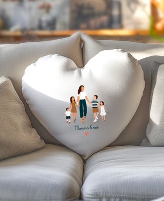 Cuscino a cuore Mamma e noi personalizzati - Regali per la mamma, Regali per coppie