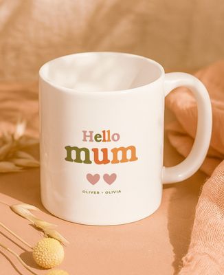 Mug Hello Mom and personalized hearts - Mom's gifts