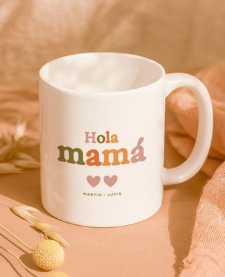 Taza Hello Mum y corazones personalizados - Regalos para mamá