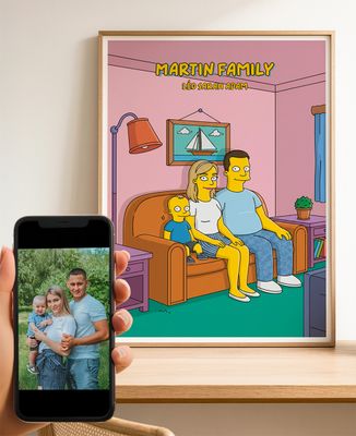 Poster Cartoon family from your photo - Gifts for Dad, Mom's gifts, Couple gifts