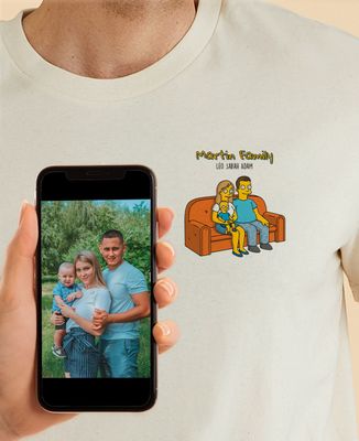 Men's T-Shirt Cartoon family from your photo - Gifts for Dad, Mom's gifts, Couple gifts