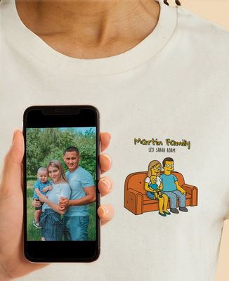 Women's T-Shirt Cartoon family from your photo - Gifts for Dad, Mom's gifts, Couple gifts