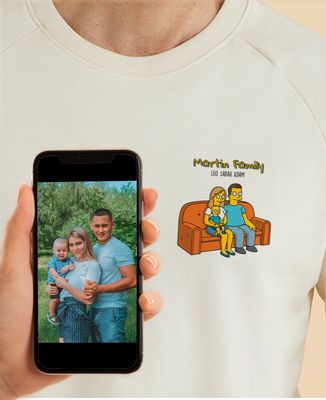 Men's sweatshirt Cartoon family from your photo - Gifts for Dad, Mom's gifts, Couple gifts
