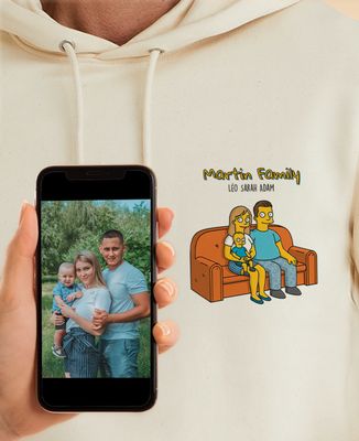 Men's hoodie Cartoon family from your photo - Gifts for Dad, Mom's gifts, Couple gifts