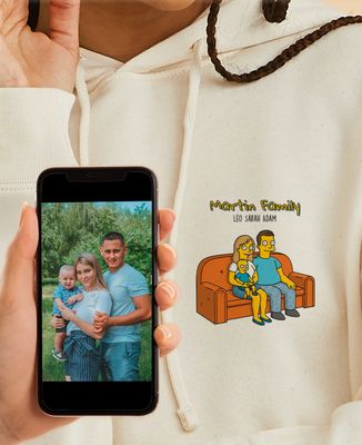 Women's Hoodie Cartoon family from your photo - Gifts for Dad, Mom's gifts, Couple gifts