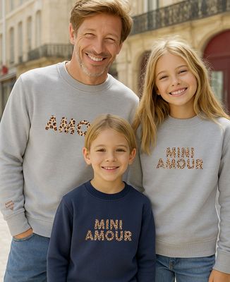 Sweatshirt enfant Texte léopard personnalisé