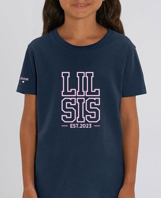 Child T-Shirt Lil sis and first name on sleeve - Sister Gift