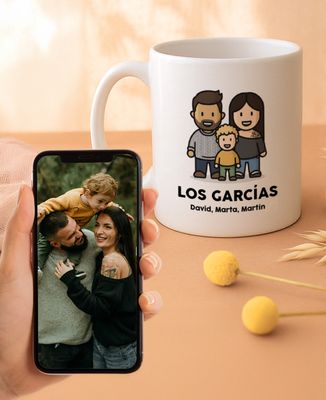 Taza Figurita familiar a partir de su foto - Regalos para papá, Regalos para mamá, El regalo del abuelo, Regalos de la abuela