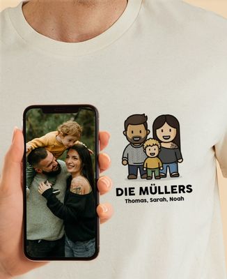 T-Shirt für Männer Familienfigur seit Ihrem Foto - Papa-Geschenke, Geschenke Mama, Geschenk Opa, Geschenke Oma