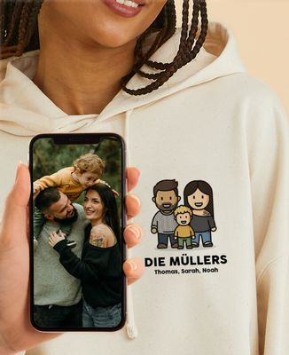 Hoodie Frauen Familienfigur seit Ihrem Foto - Papa-Geschenke, Geschenke Mama, Geschenk Opa, Geschenke Oma
