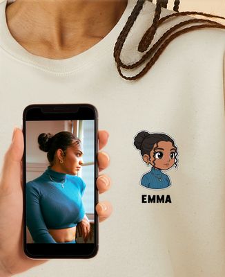 Sweatshirt Frau Chibi-Charakter aus Ihrem Foto - Papa-Geschenke, Geschenke Mama, Aperitif, Geschenke für Paare