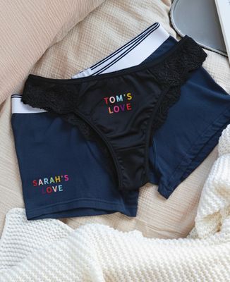 Boxers Love embroidered multicolored name - Couple gifts, Woman Couple Gifts, Gifts for Couples