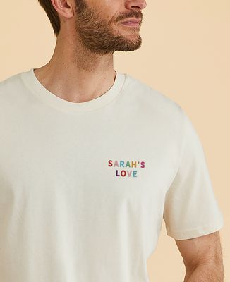 Men's T-Shirt Love embroidered multicolored name - Couple gifts, Woman Couple Gifts, Gifts for Couples