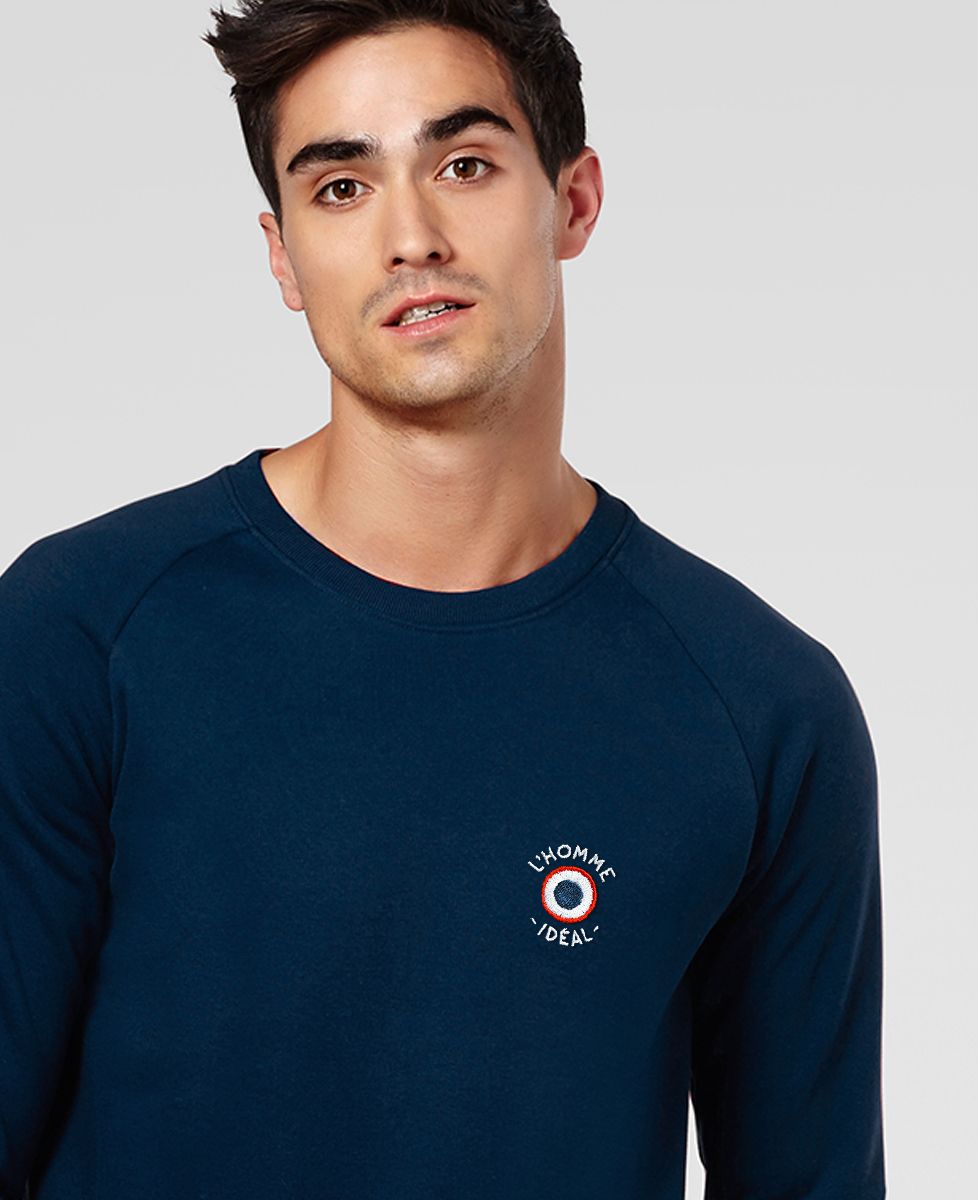 Sweatshirt homme L'homme idéal cocarde (brodé) - Cadeaux Papa