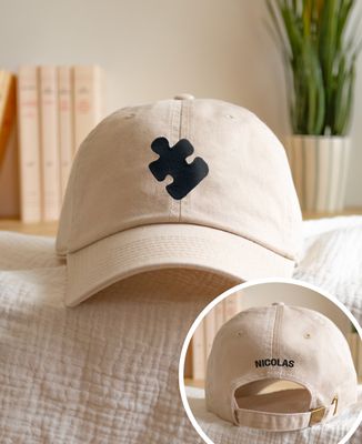 Cap Embroidered puzzle piece with names on reverse side - Couple gifts