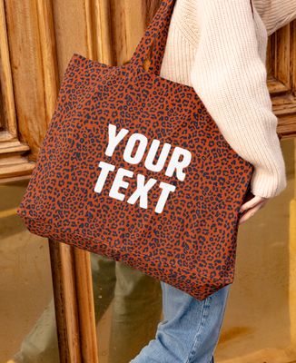 XXL Tote bags Leopard and personalized velvet text - Mom's gifts, Couple gifts, EVJF, Woman Couple Gifts