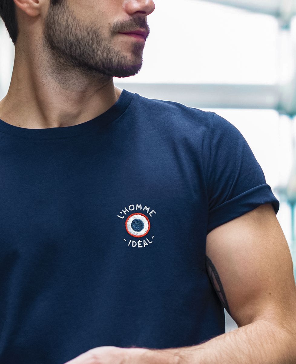 T-shirt homme L'homme idéal cocarde (brodé) - Cadeaux Papa