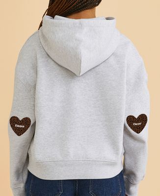 Hoodie Frauen Individuell gemusterte Herzen und Vornamen auf den Ellenbogen - Geschenke Mama, Werdende Mutter/Vater, Geschenke für Paare