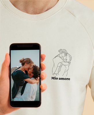 Felpa uomo Foto e testo disegnato a linee - Regali per papà, Regali per il nonno, Regali per coppie, Matrimonio