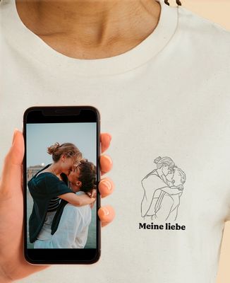 T-Shirt Frau Foto und mit Strich gezeichneter Text - Papa-Geschenke, Geschenk Opa, Geschenke für Paare, Hochzeit