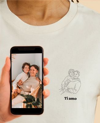 T-shirt per lei Foto e testo disegnato a linee - Regali per papà, Regali per il nonno, Regali per coppie, Matrimonio