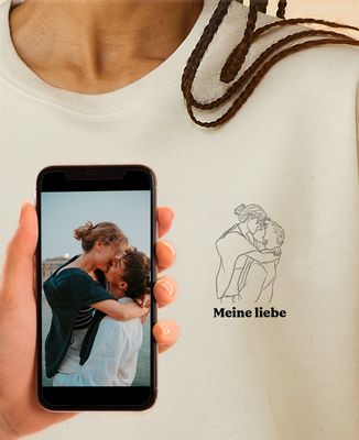 Sweatshirt Frau Foto und mit Strich gezeichneter Text - Papa-Geschenke, Geschenk Opa, Geschenke für Paare, Hochzeit