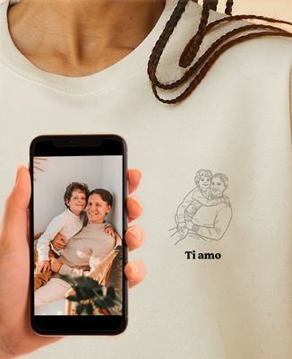 Felpa donna Foto e testo disegnato a linee - Regali per papà, Regali per il nonno, Regali per coppie, Matrimonio