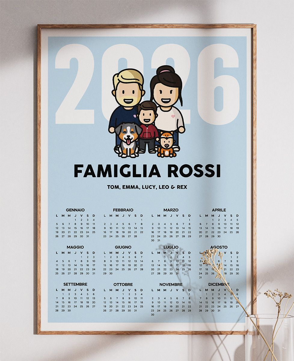 Poster Calendario familiare 2026 personalizzato