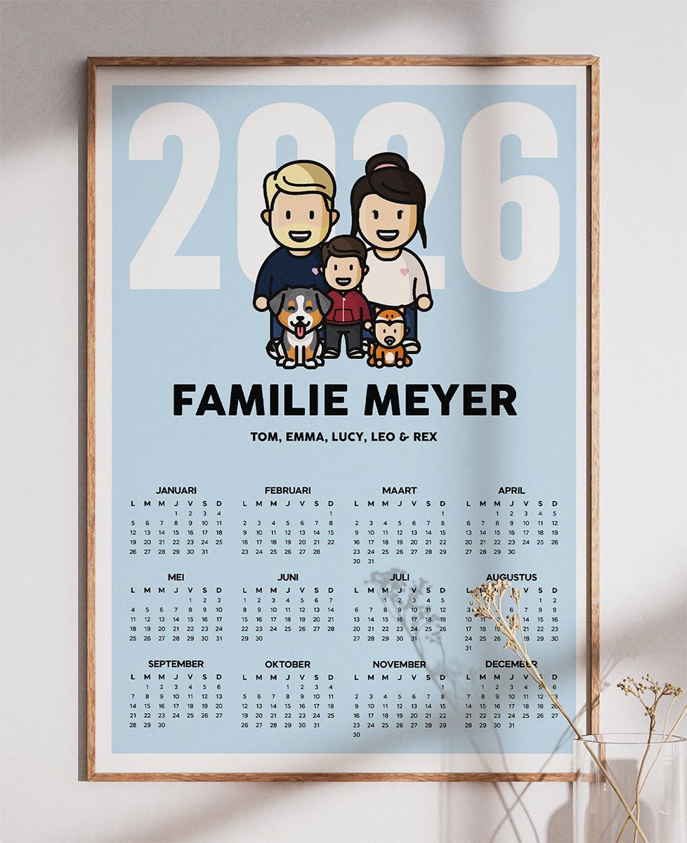 Poster Aangepaste familiekalender 2026