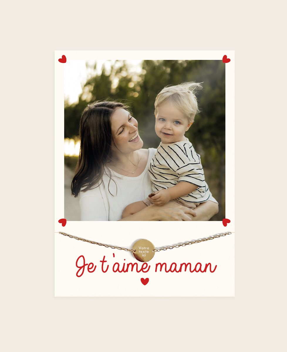 Coffret Bracelet plaqué or et support photo personnalisable - Cadeaux Maman, Future Maman, Cadeaux Couple