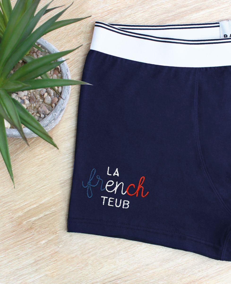 Boxer La French teub (brodé) - Cadeaux Couple, Duo assortis