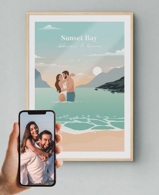 Poster Couple on the beach from your photo - Couple gifts